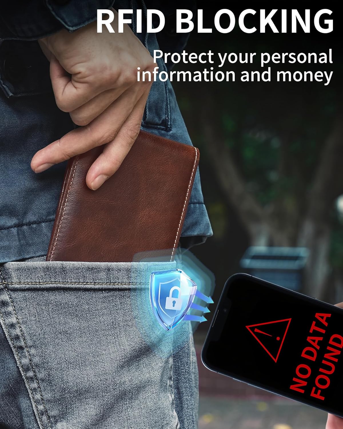 Artpaxy Mens Wallet Bifold Genuine Leather RFID Blocking Wallet for Men with 1 ID Window 13 Card Holders 2 cash pockets 1 Gift Box