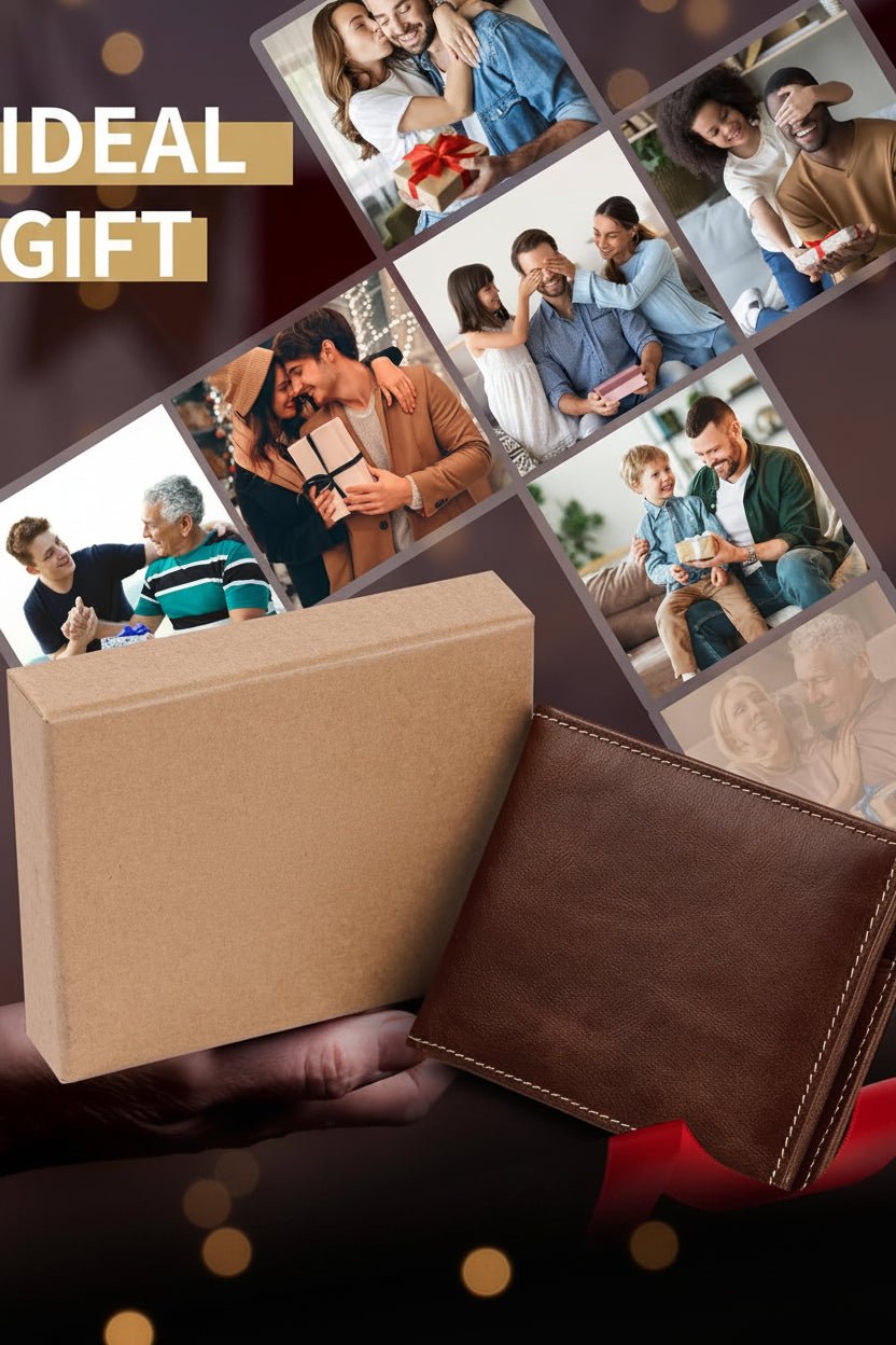 Artpaxy Mens Wallet Bifold Genuine Leather RFID Blocking Wallet for Men with 1 ID Window 13 Card Holders 2 cash pockets 1 Gift Box