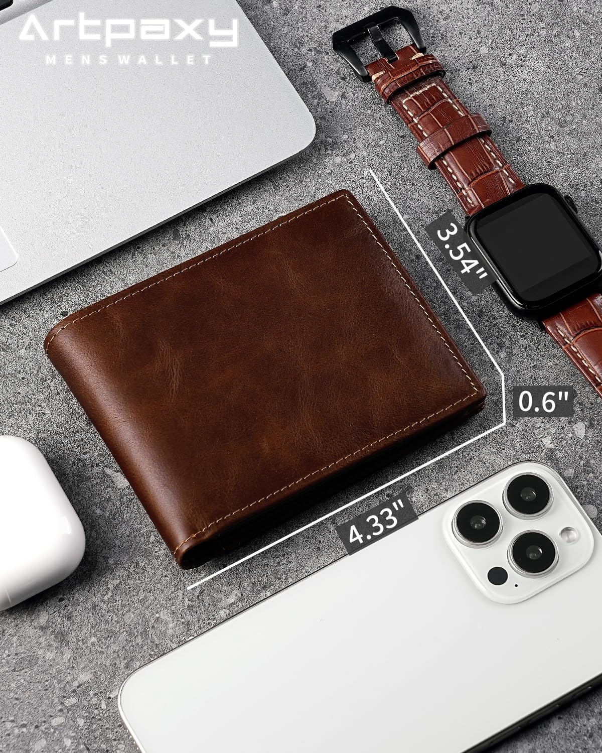 Artpaxy Mens Wallet Bifold Genuine Leather RFID Blocking Wallet for Men with 1 ID Window 13 Card Holders 2 cash pockets 1 Gift Box