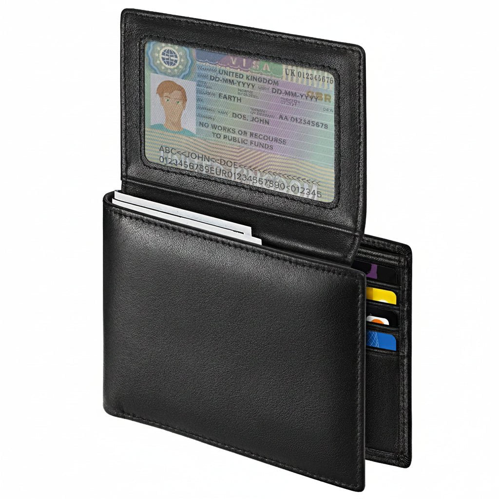 Genuine Leather Wallet for Men RFID Bifold Slim ID Window