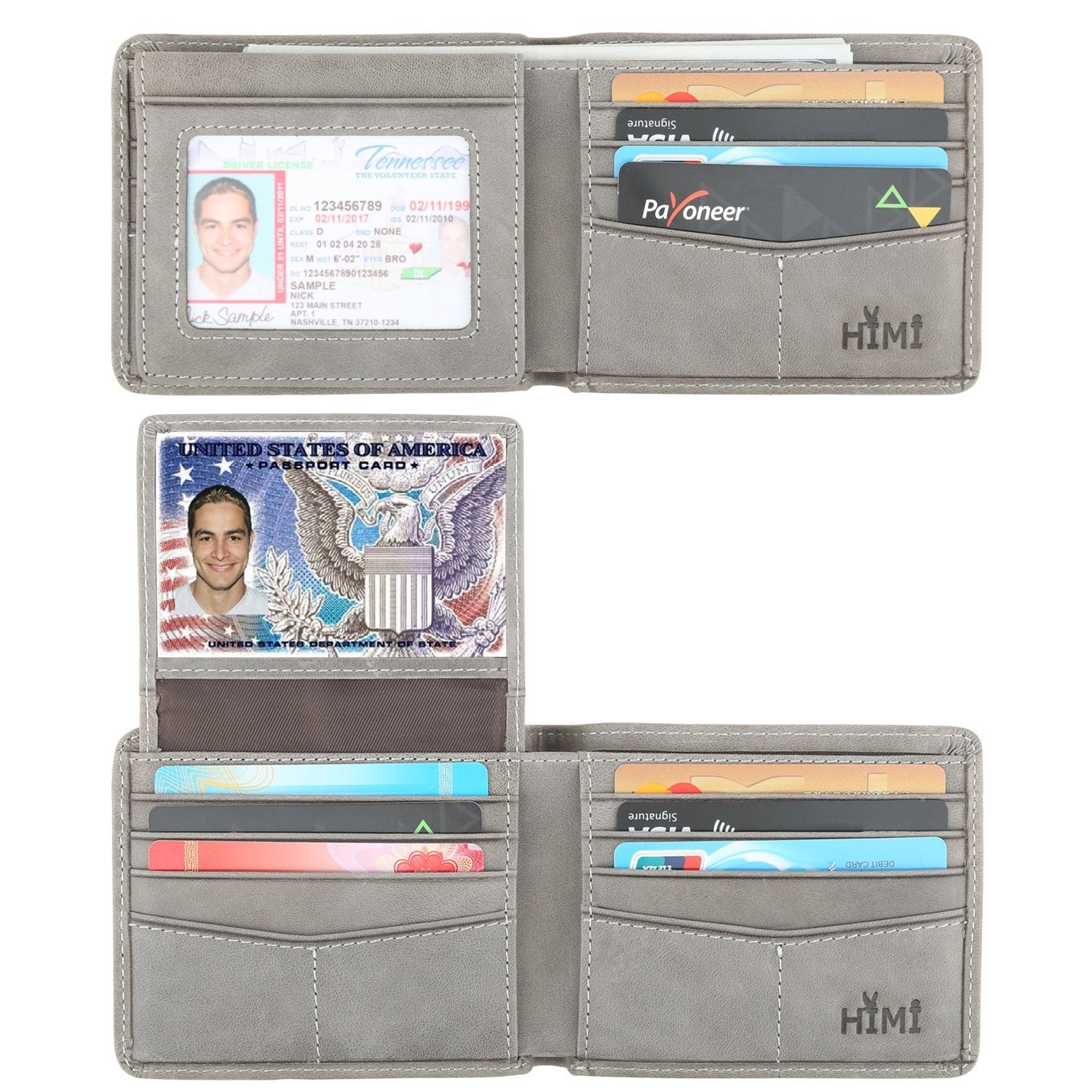 Genuine Leather Wallet Men RFID Bifold Slim with ID Window
