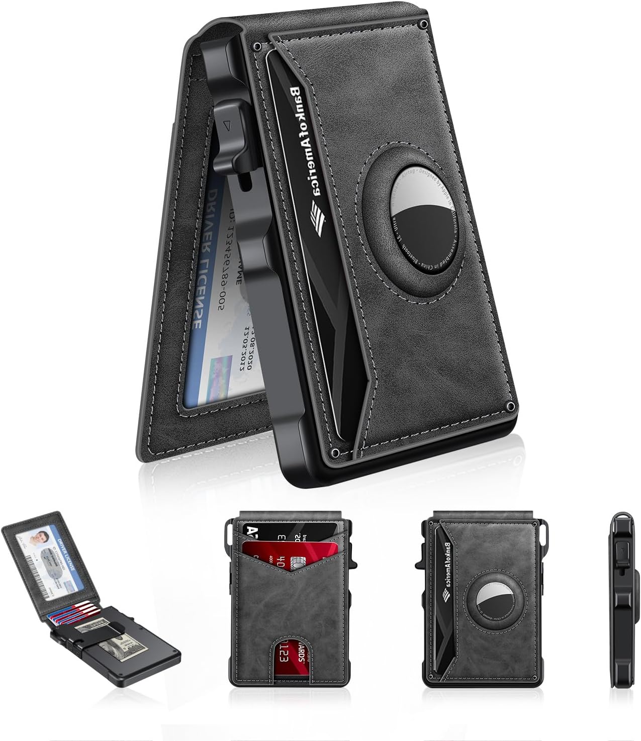 AirTag Wallet for Men – Slim RFID Bifold Card Holder (12+ Cards)