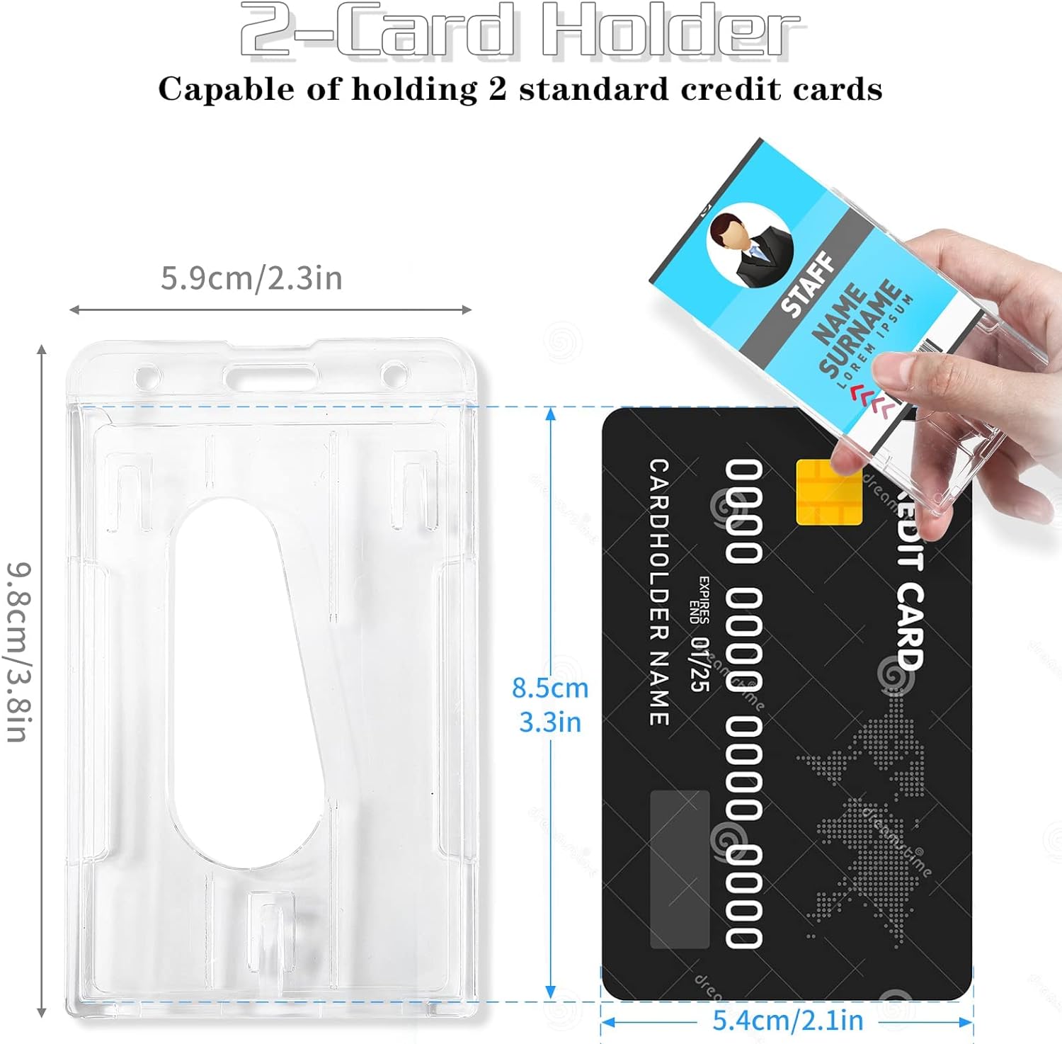 Heavy Duty Retractable Lanyard with Carabiner & 2 - Card ID Holder - Abbycart