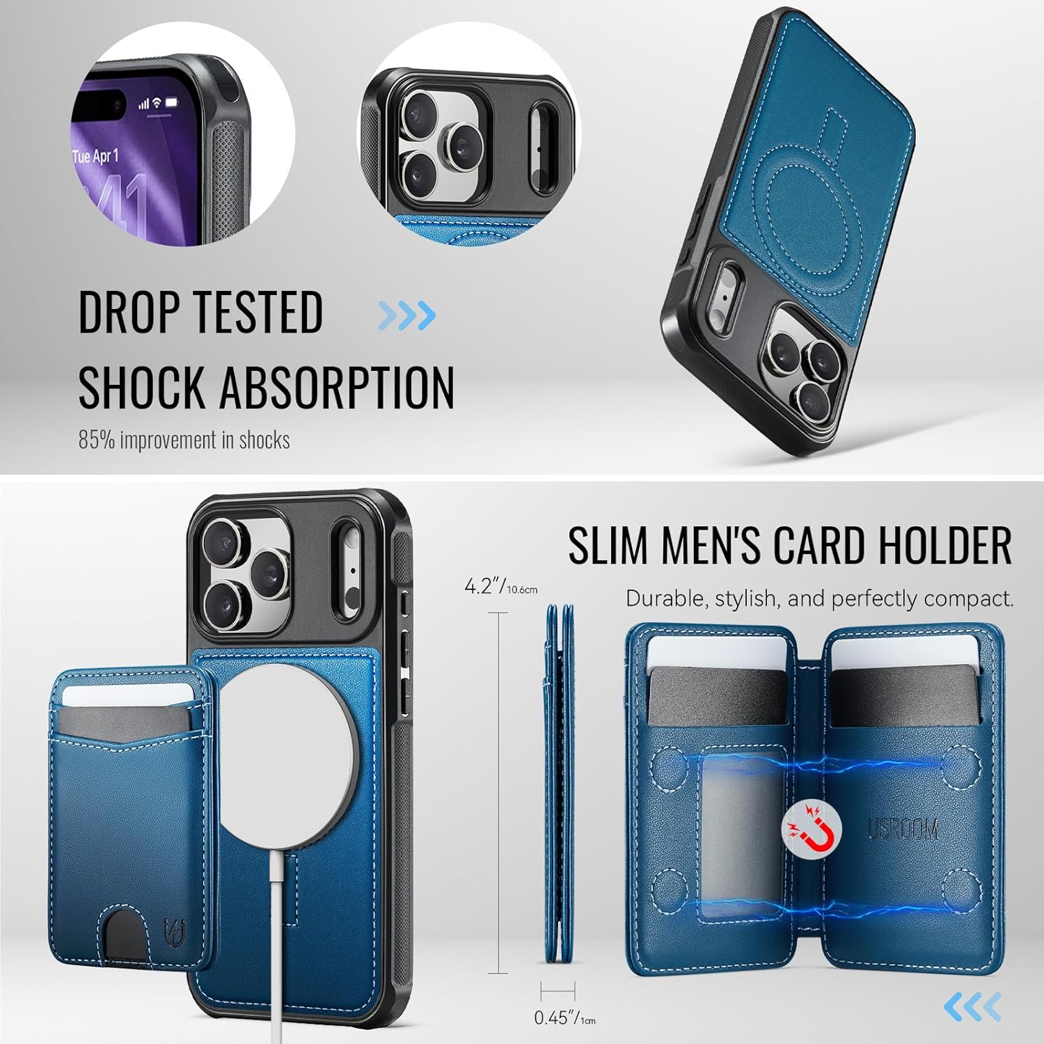 iPhone 17 Pro Max Wallet Case – MagSafe RFID Blocking Card Holder - Abbycart