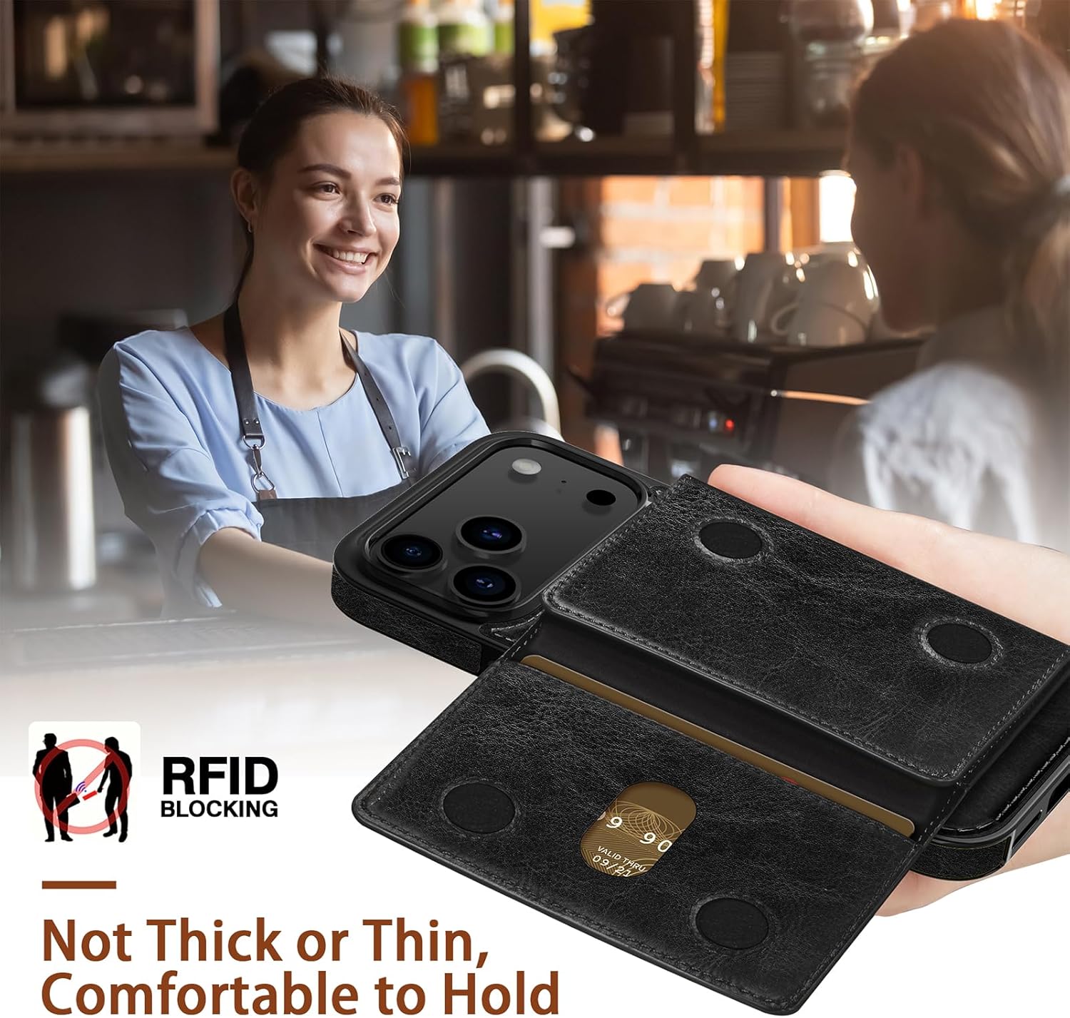 iPhone 17 Pro Max Wallet Case with AirTag Slot, RFID & MagSafe Kickstand - Abbycart