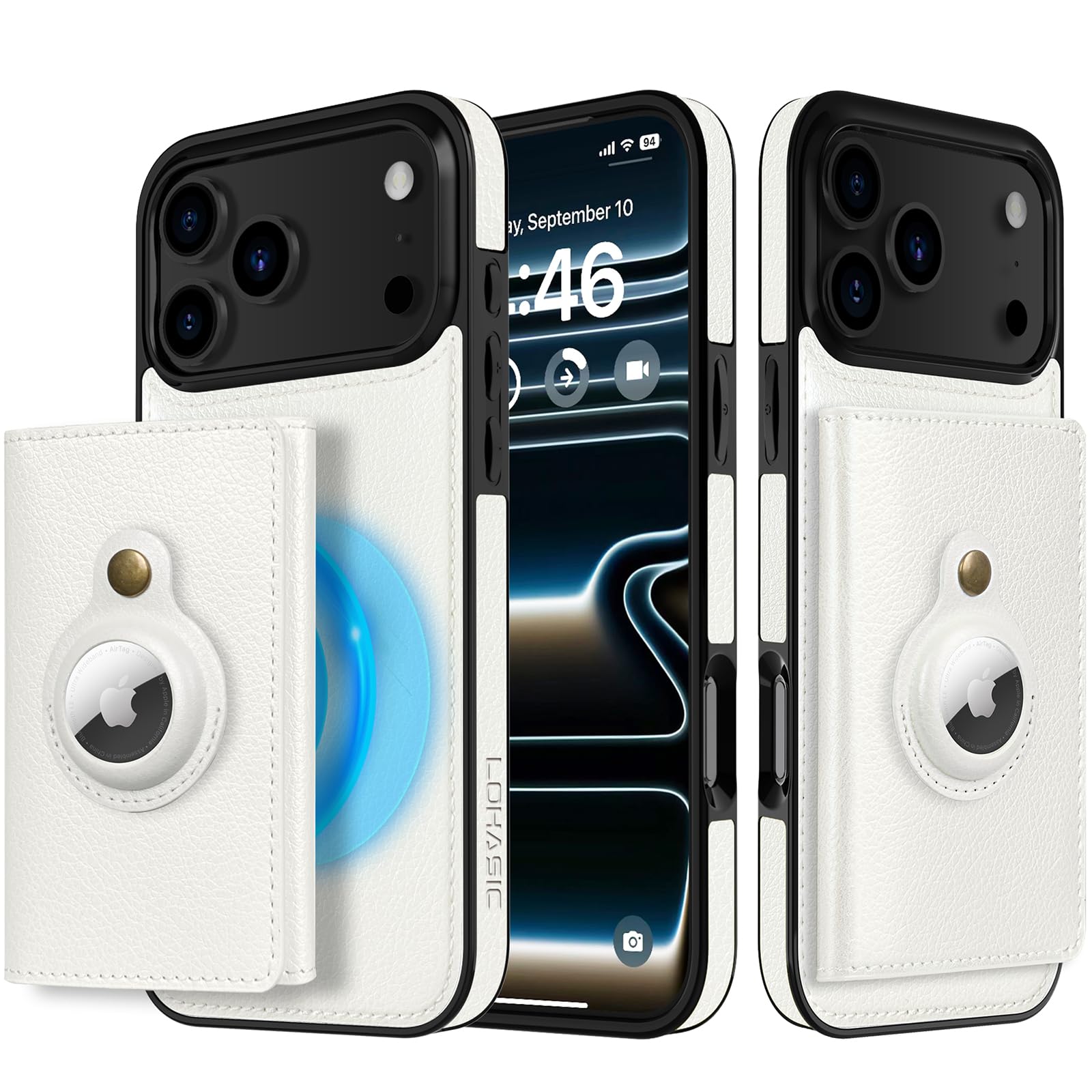 iPhone 17 Pro Max Wallet Case with AirTag Slot, RFID & MagSafe Kickstand