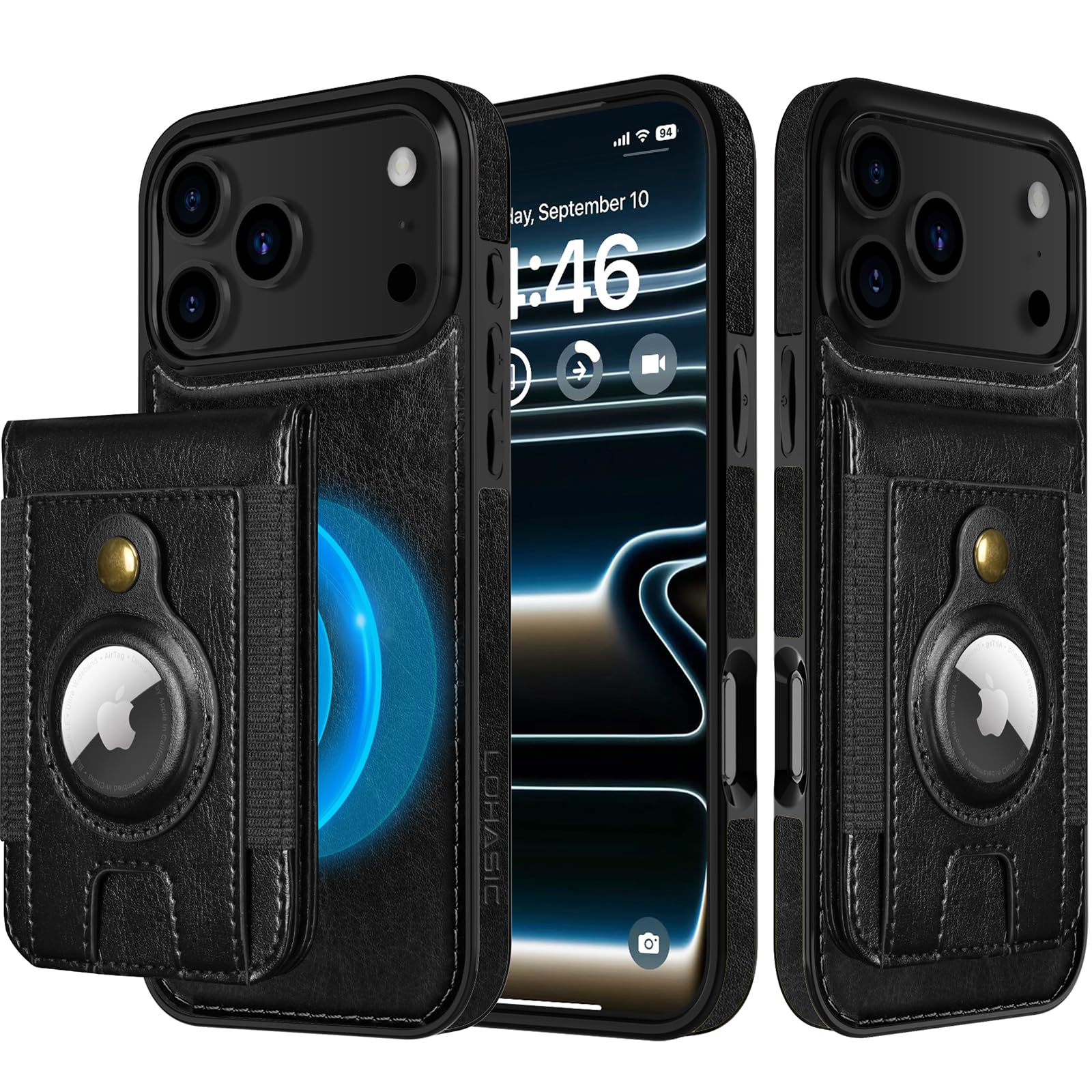 iPhone 17 Pro Max Wallet Case with AirTag Slot, RFID & MagSafe Kickstand