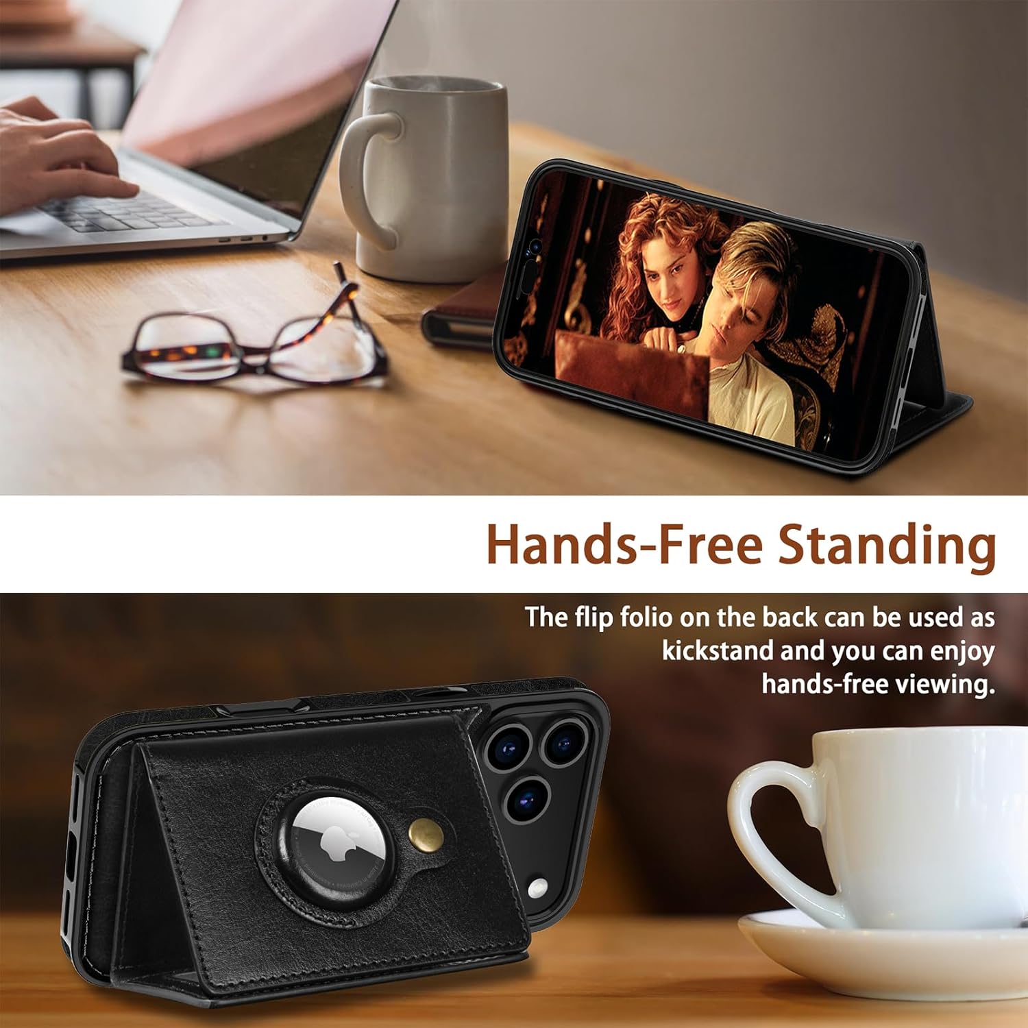 iPhone 17 Pro Max Wallet Case with AirTag Slot, RFID & MagSafe Kickstand - Abbycart