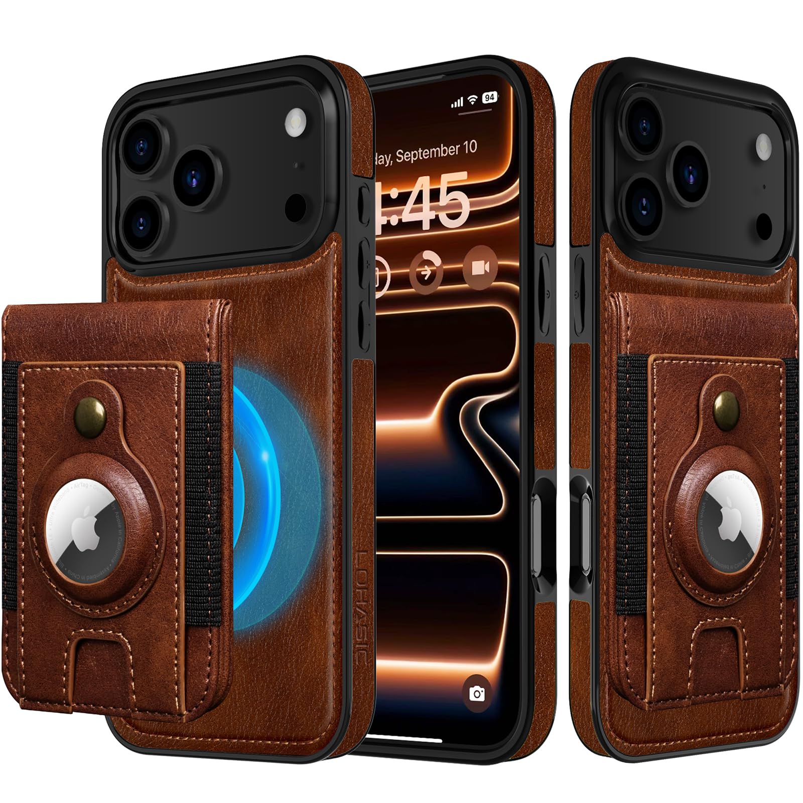 iPhone 17 Pro Max Wallet Case with AirTag Slot, RFID & MagSafe Kickstand