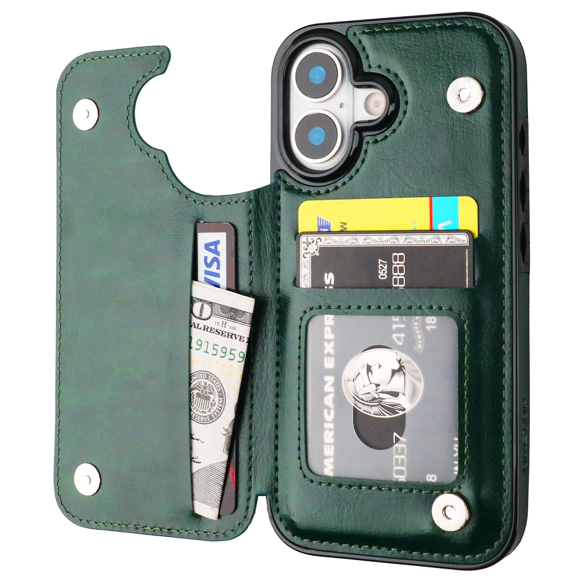 iPhone 17 Wallet Case with 3 Card Slots, Kickstand & PU Leather Cover