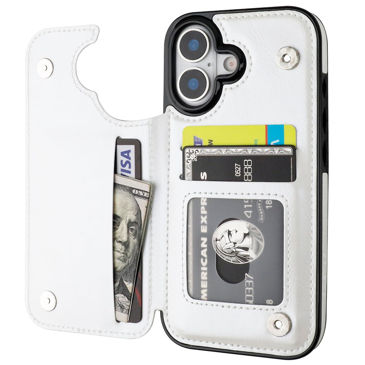 iPhone 17 Wallet Case with 3 Card Slots, Kickstand & PU Leather Cover