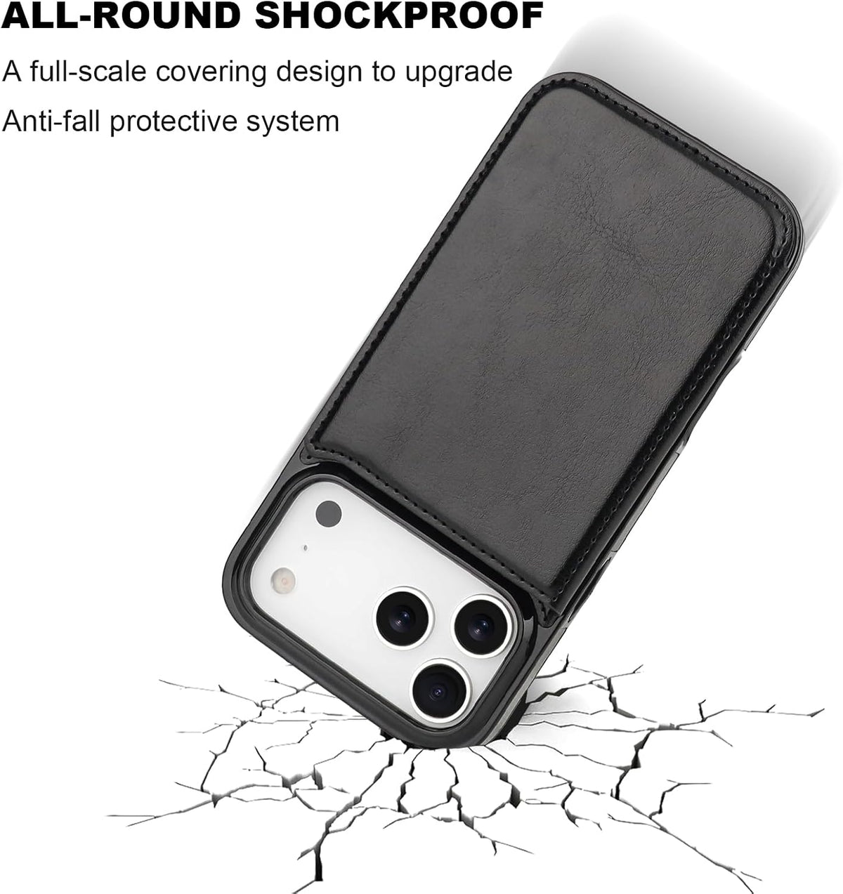 ONETOP for iPhone 18/17 Pro Max Wallet Case with Credit Card Holder,Black
