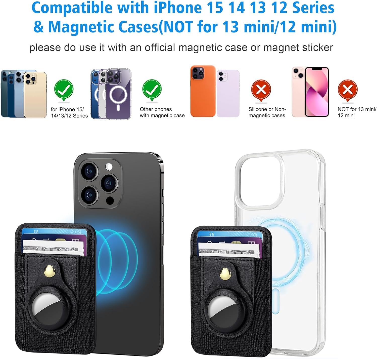 iPhone Leather MagSafe Wallet with AirTag Holder - Secure & Stylish - Abbycart