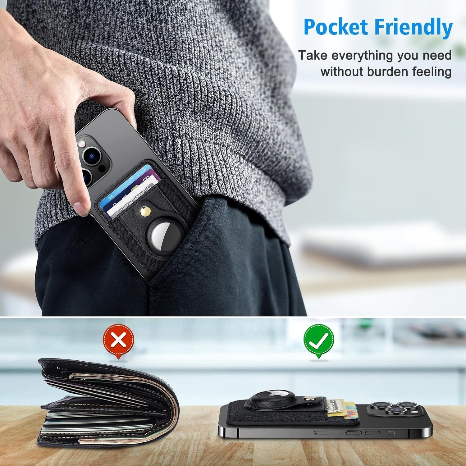 iPhone Leather MagSafe Wallet with AirTag Holder - Secure & Stylish - Abbycart