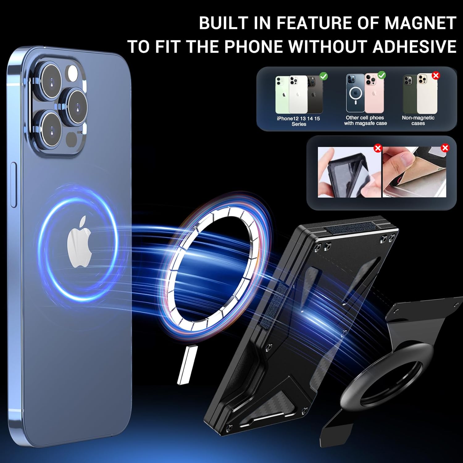 iPhone MagSafe Wallet Case with AirTag Holder - Secure Card and Money Clip for iPhone 12/13/14/15 - Abbycart