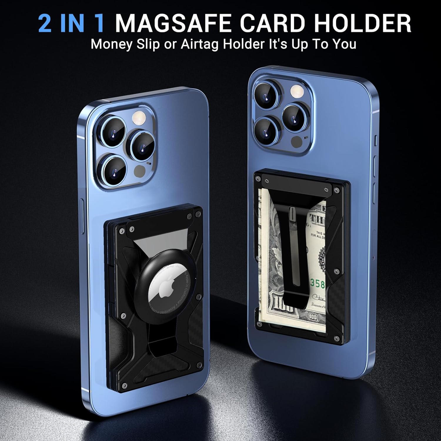 iPhone MagSafe Wallet Case with AirTag Holder - Secure Card and Money Clip for iPhone 12/13/14/15 - Abbycart