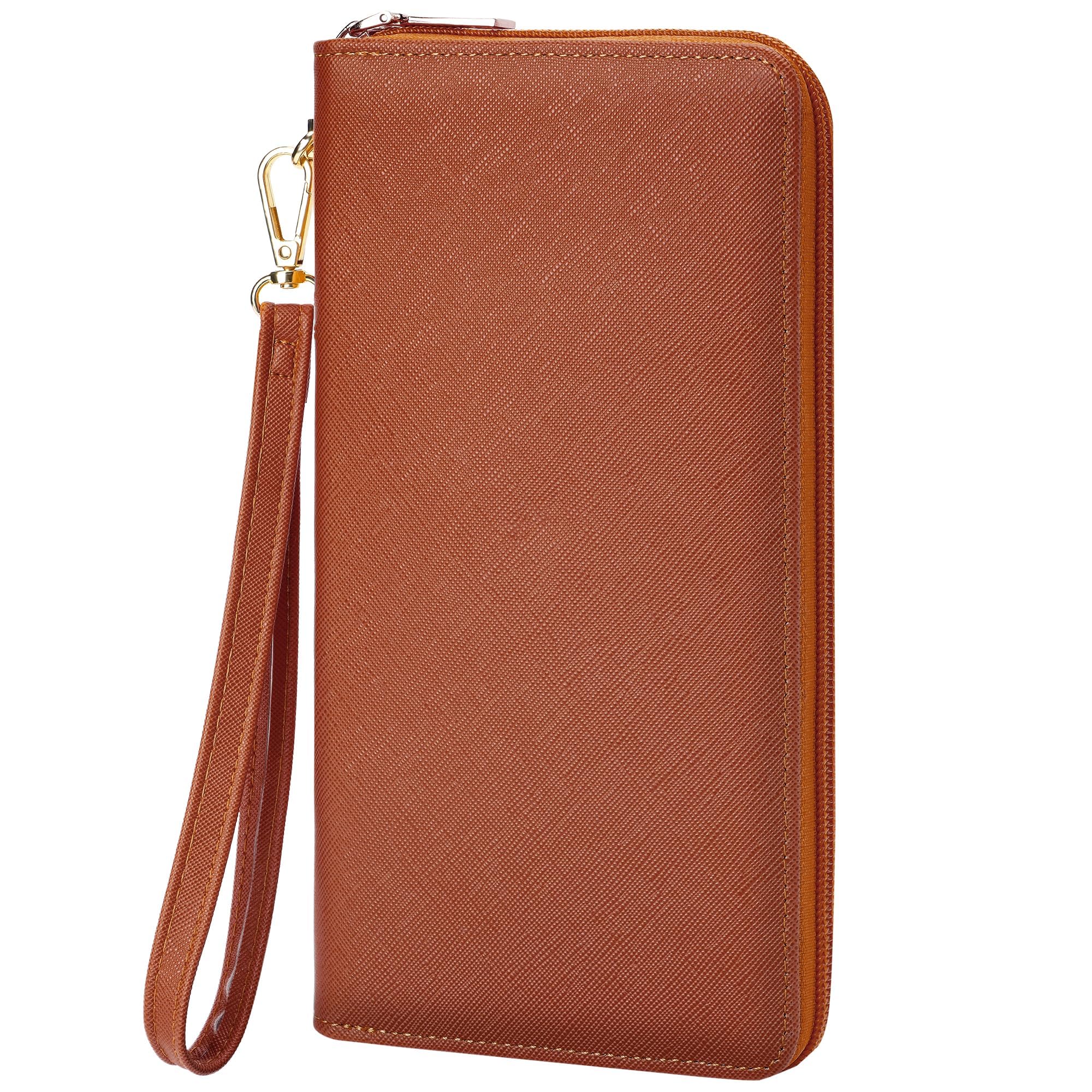 Large RFID Blocking Women’s Clutch Wallet with Wrist Strap & Zipper