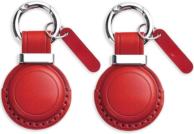 Leather Air Tag Key chain Holder Durable Case with Ring Clip
