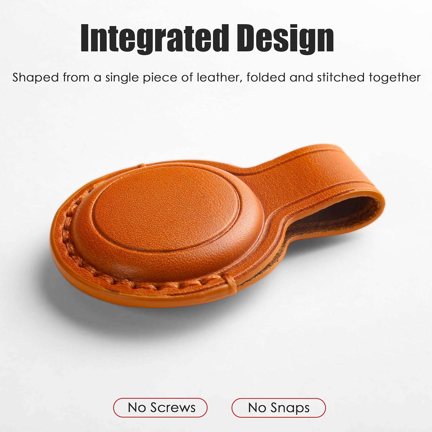 Leather Air Tag Key chain Holder Durable Case with Ring Clip