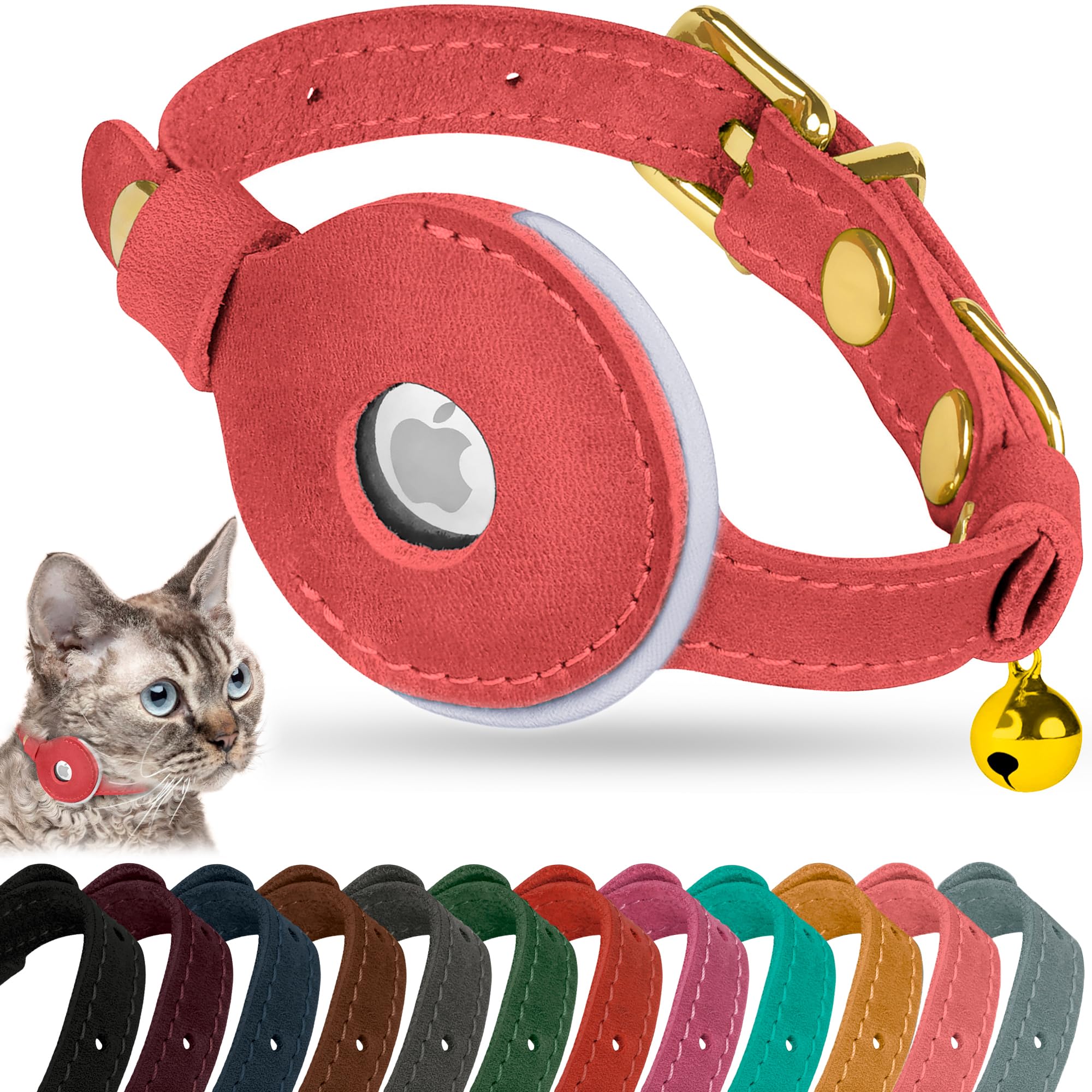 AirTag Cat Collar – Leather Collar with AirTag Holder for Cats & Small Dogs