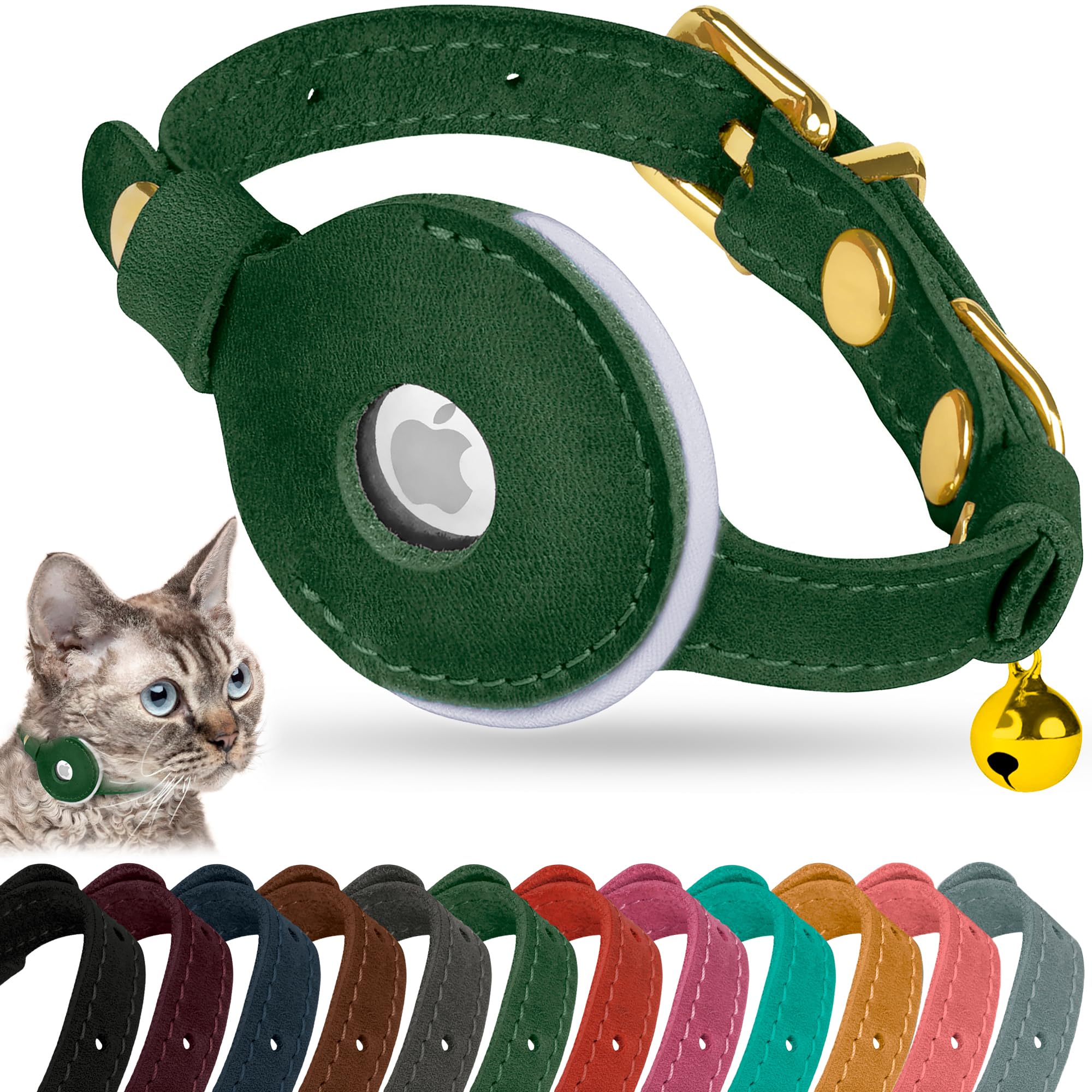 AirTag Cat Collar – Leather Collar with AirTag Holder for Cats & Small Dogs