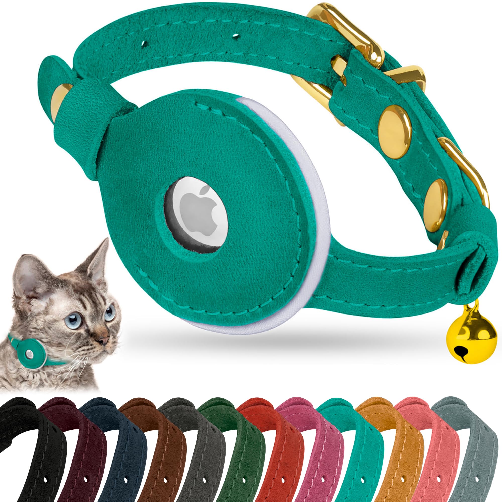 AirTag Cat Collar – Leather Collar with AirTag Holder for Cats & Small Dogs
