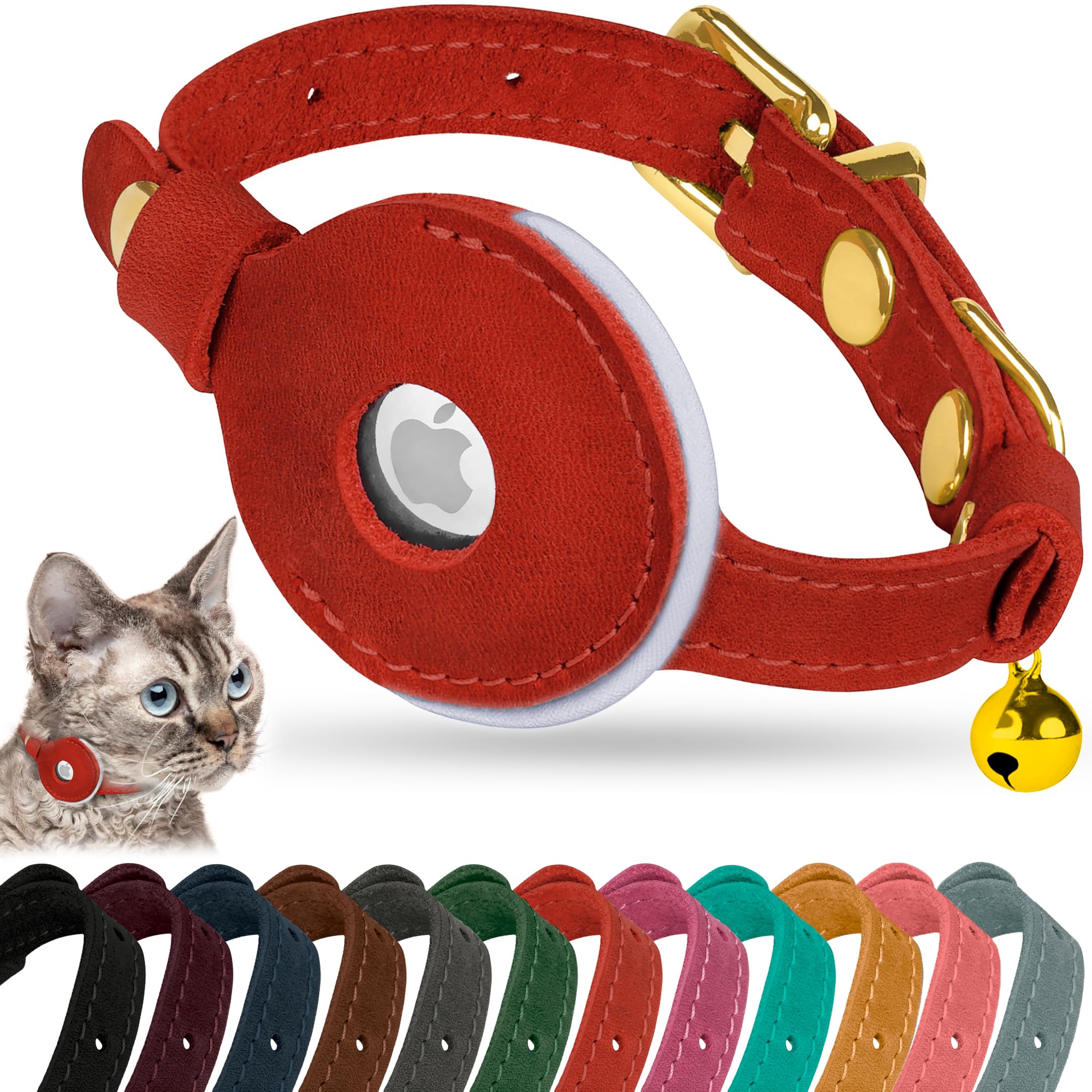 AirTag Cat Collar – Leather Collar with AirTag Holder for Cats & Small Dogs