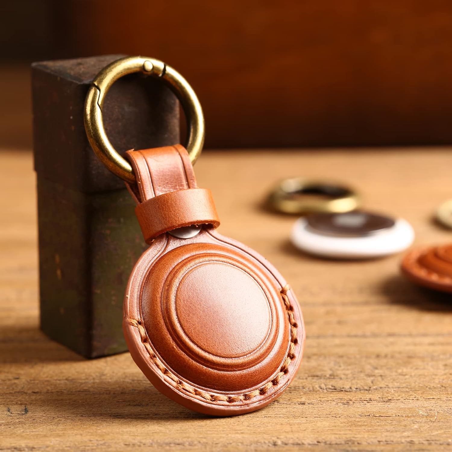 Leather AirTag Keychain