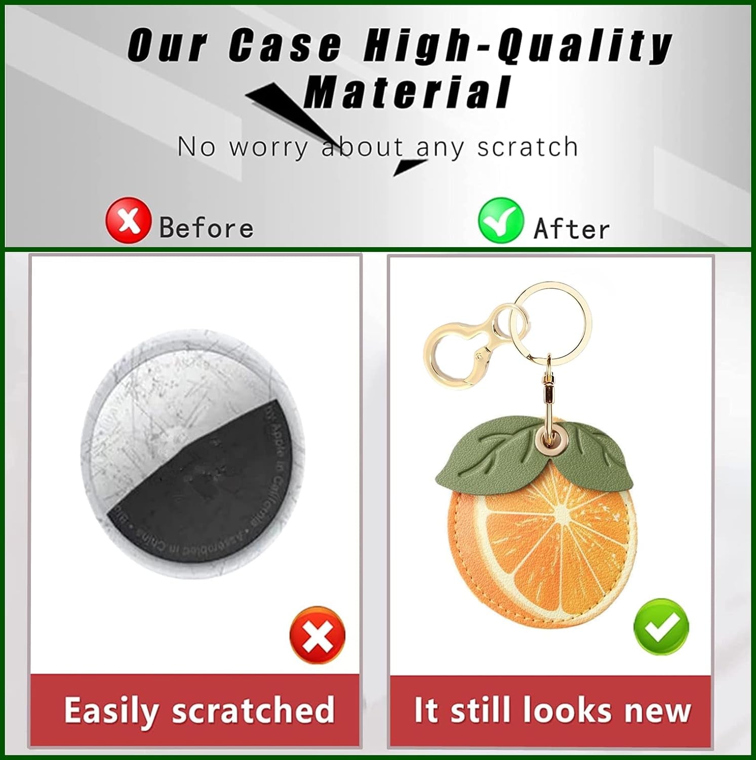 Leather AirTag Keychain Case - Durable Protective Holder with Style - Abbycart