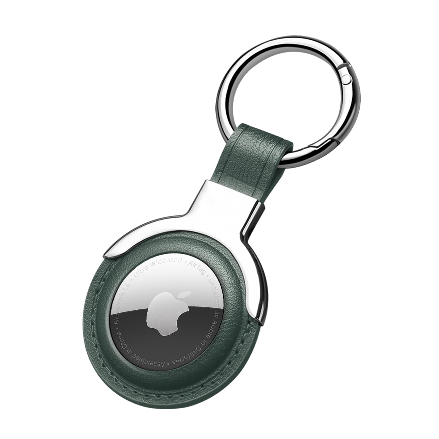 Leather AirTag Keychain Case, Protective Loop Holder with Snap Closure for Keys, Luggage, Pet Collar & Bags