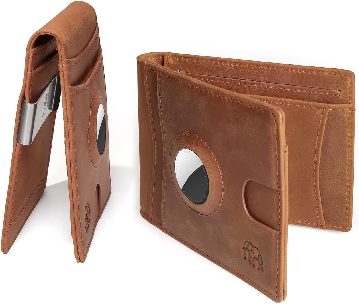 Leather Airtag Wallet for Men with RFID Blocking and Money Clip – Minimalist Design, 12 Card Slots - Abbycart