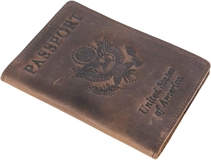 Leather Passport Holder RFID Blocking Slim Travel Wallet Men