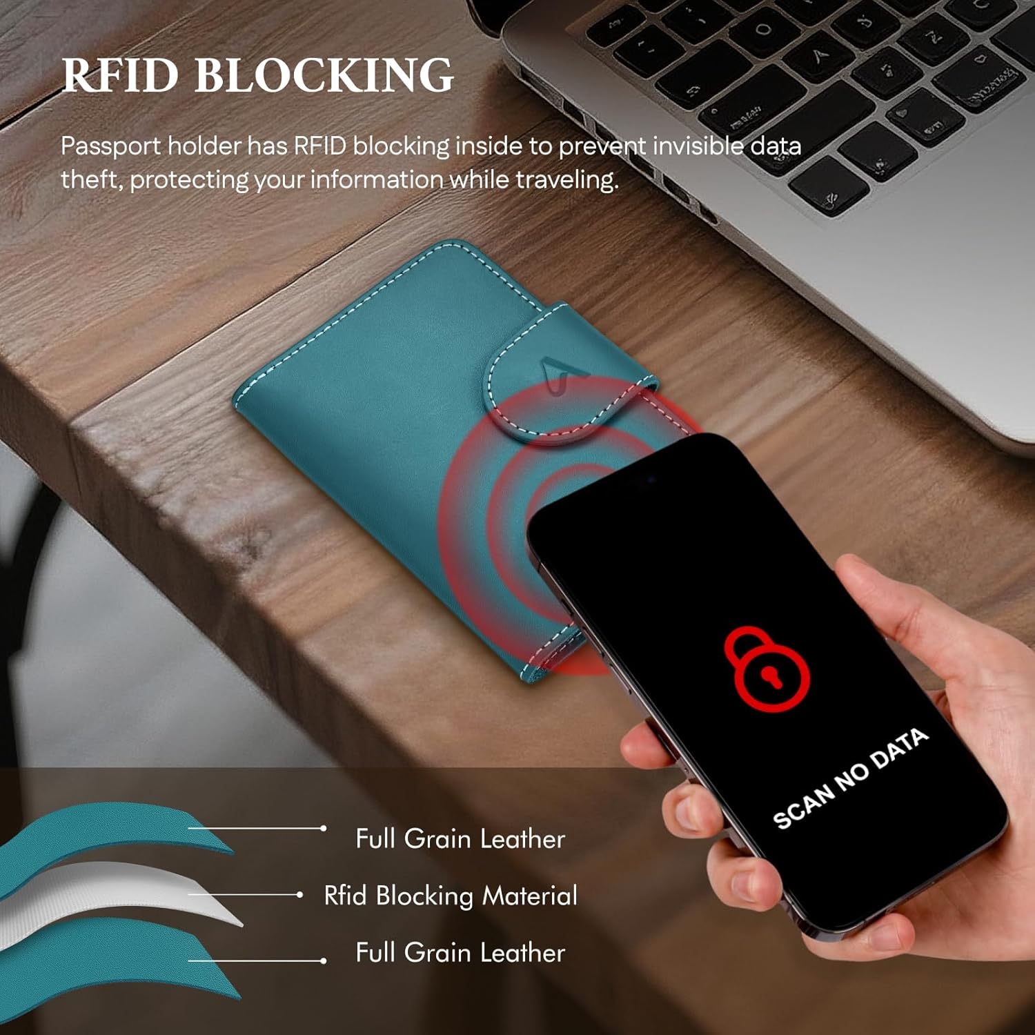 Leather Passport Holder with AirTag Slot | RFID Travel Wallet - Abbycart