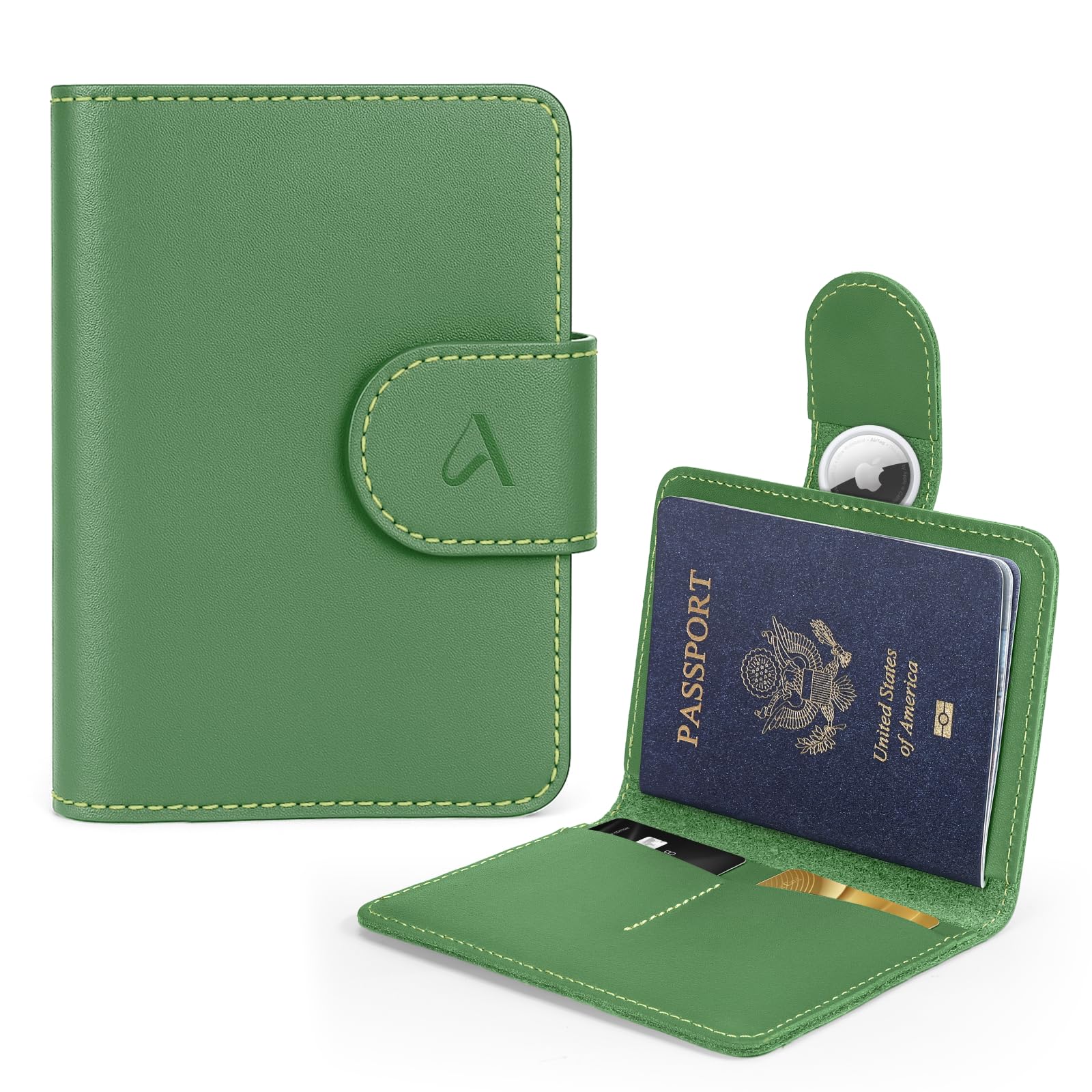 Leather Passport Holder with AirTag Slot | RFID Travel Wallet - Abbycart