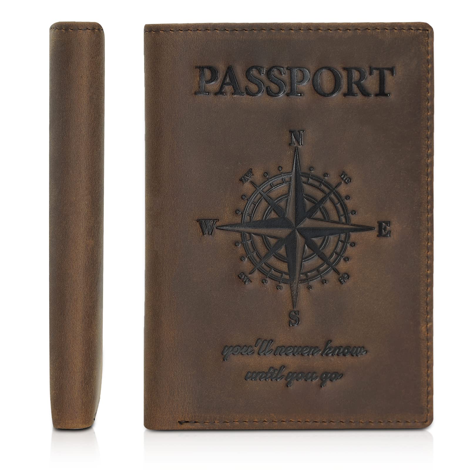 Leather Passport Holder with AirTag Slot – RFID Travel Wallet - Abbycart