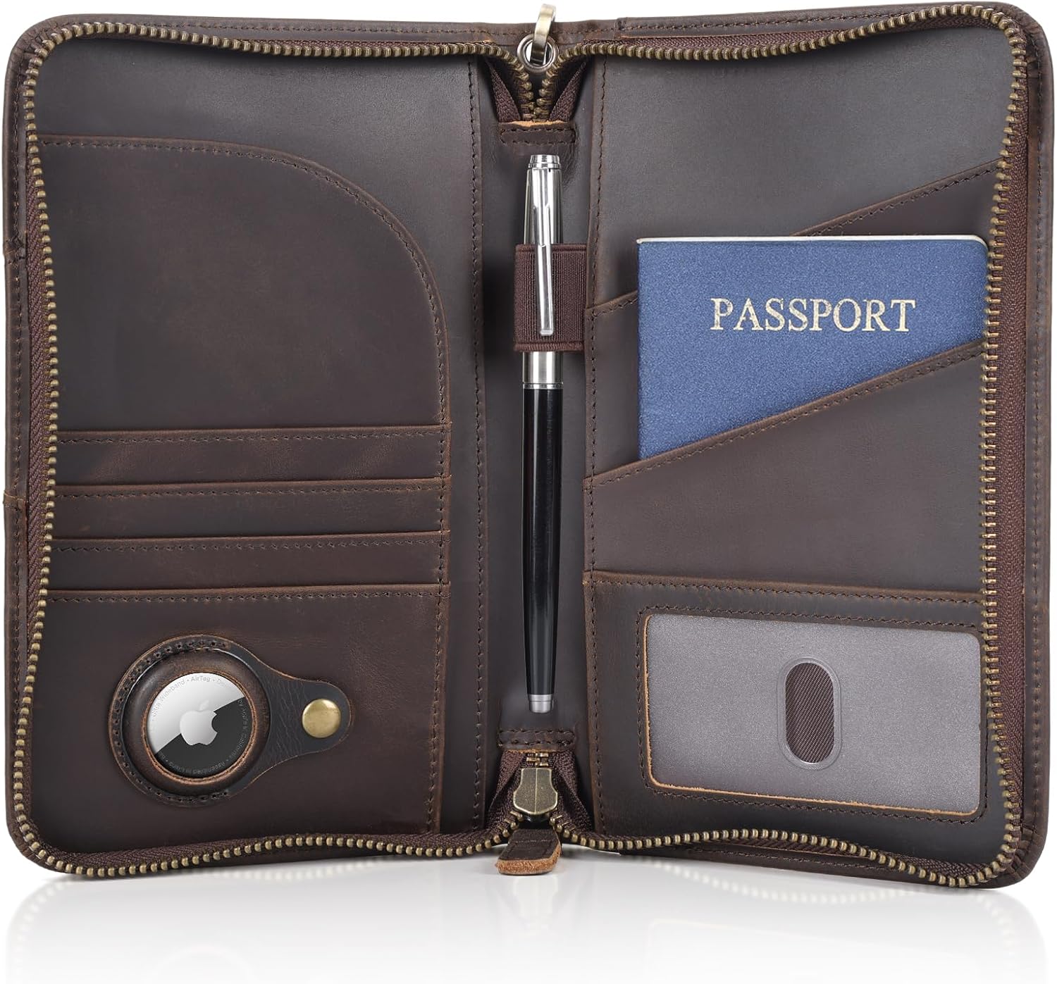 Leather Passport Wallet AirTag - Abbycart