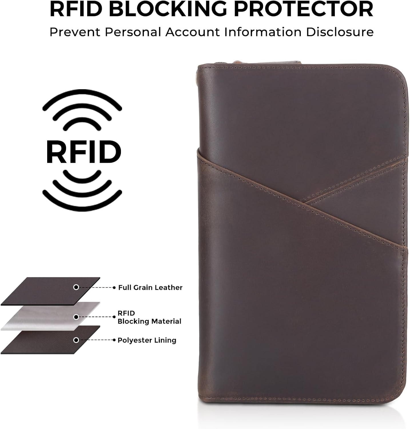 Leather Passport Wallet AirTag - Abbycart