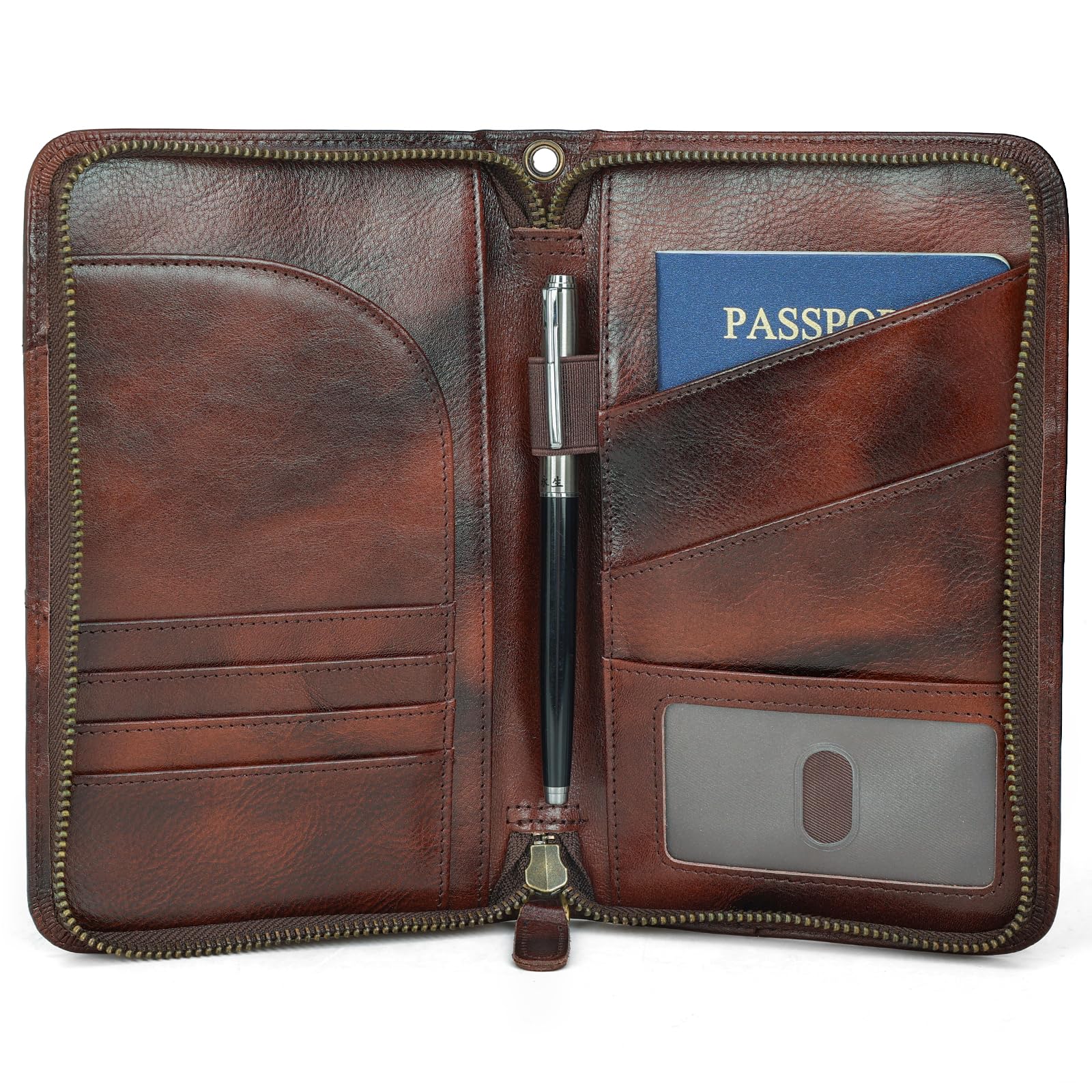 Leather Passport Wallet AirTag - Abbycart