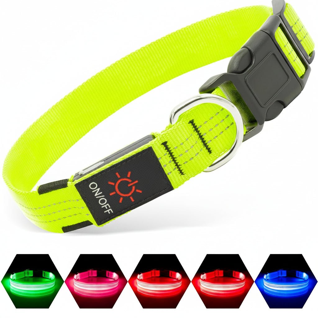 LED AirTag Dog Collar Waterproof Rechargeable Light Up Pet