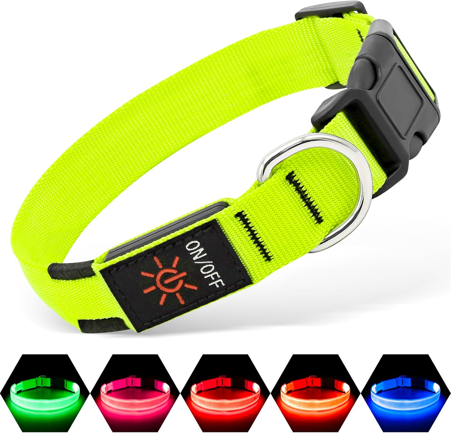 LED AirTag Dog Collar Waterproof Rechargeable Light Up Pet