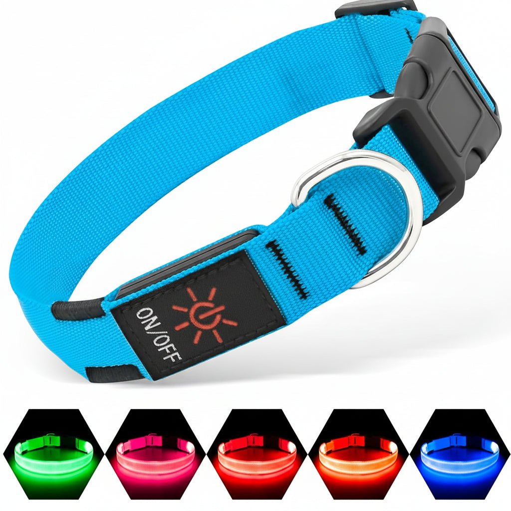 LED AirTag Dog Collar Waterproof Rechargeable Light Up Pet