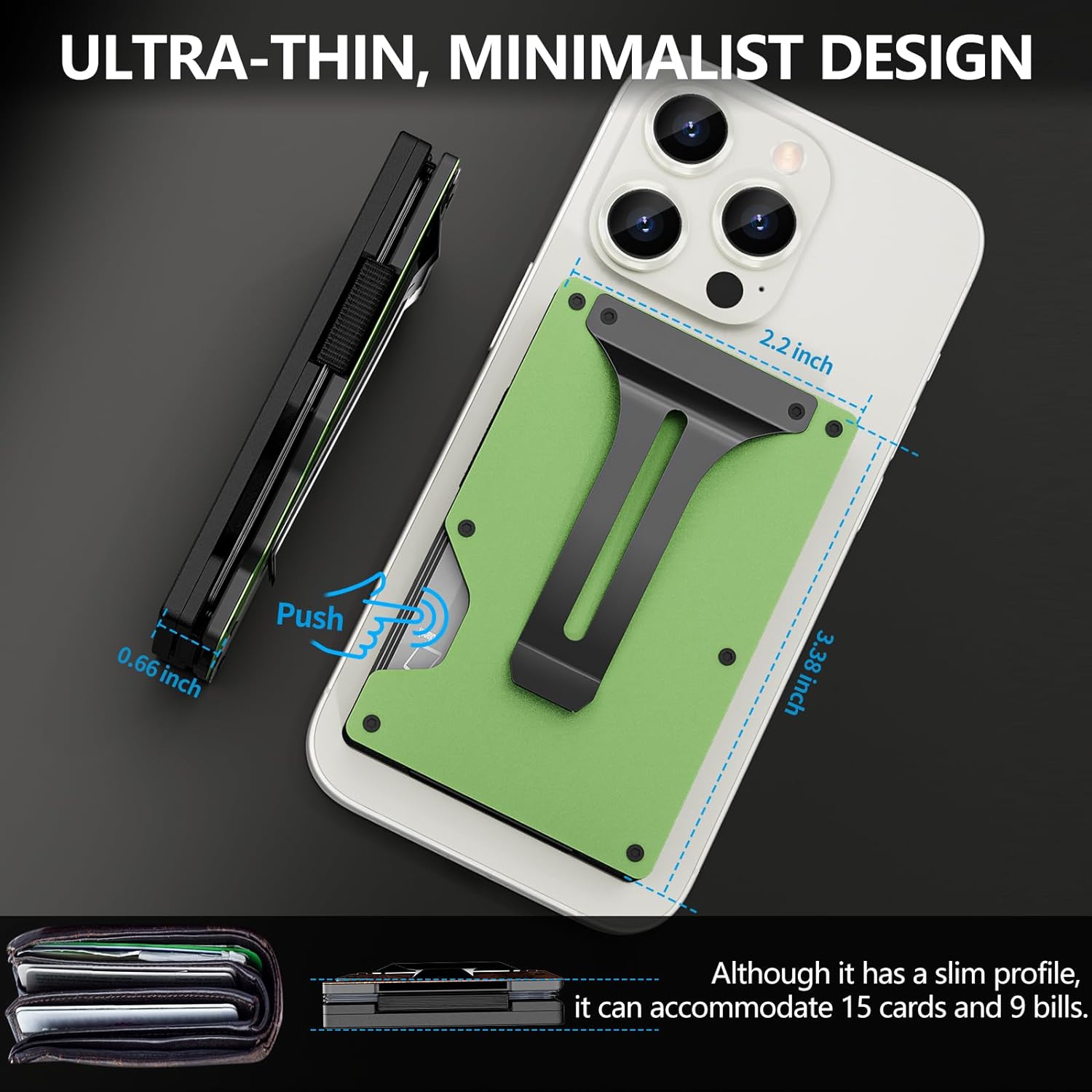 Magnetic RFID Wallet for iPhone 15/14/13/12 - Secure MagSafe Card Holder with AirTag Slot - Abbycart