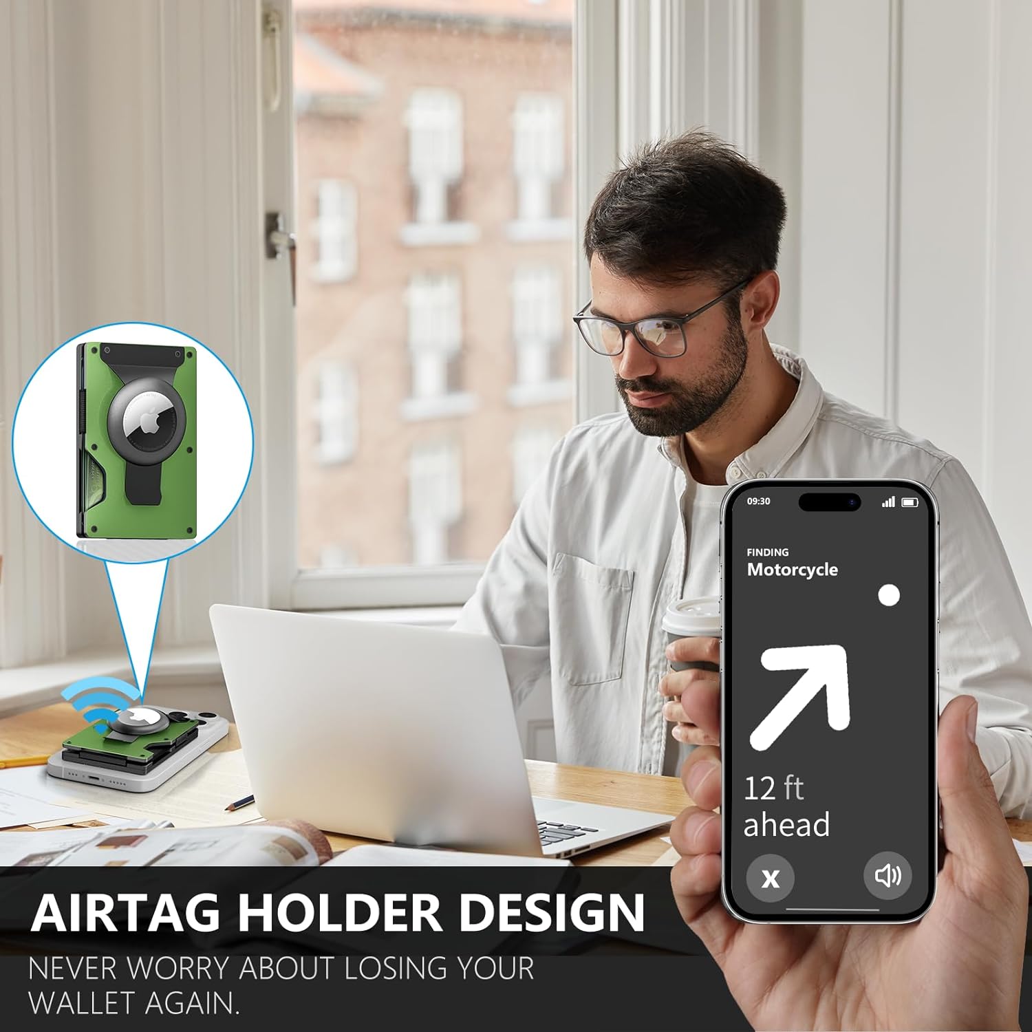 Magnetic RFID Wallet for iPhone 15/14/13/12 - Secure MagSafe Card Holder with AirTag Slot - Abbycart