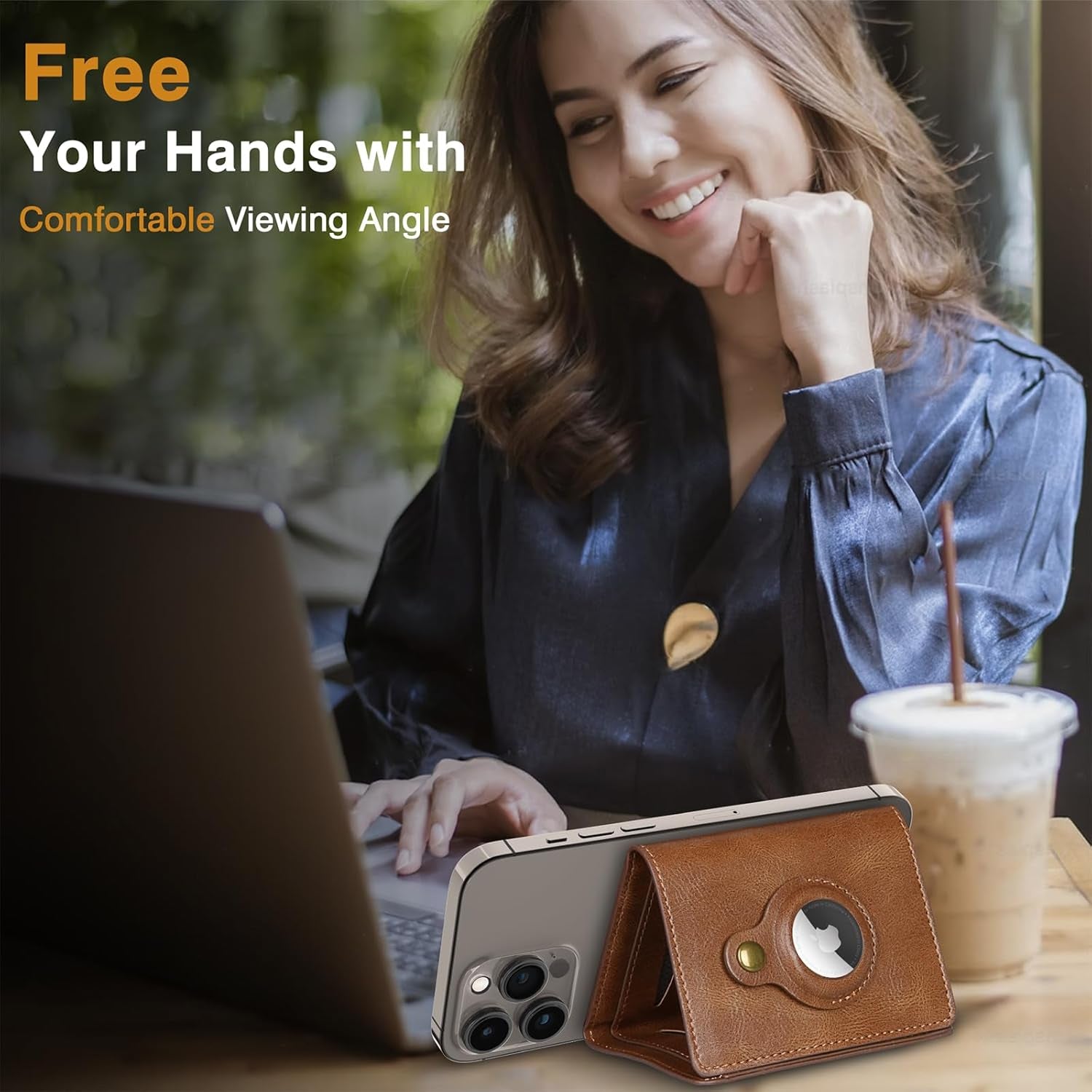 Magnetic Wallet for iPhone with AirTag Holder - Slim RFID Blocking Leather Wallet - Abbycart