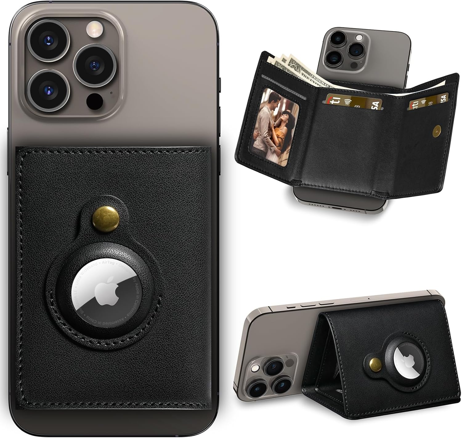 Magnetic Wallet for iPhone with AirTag Holder - Slim RFID Blocking Leather Wallet - Abbycart