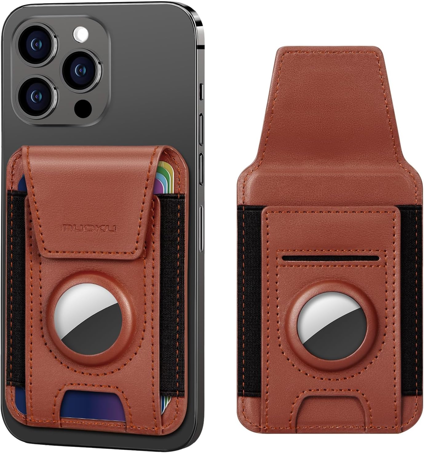 MagSafe Leather AirTag Wallet for iPhone – RFID Blocking, Holds 6 Cards, Compatible with iPhone 15-12