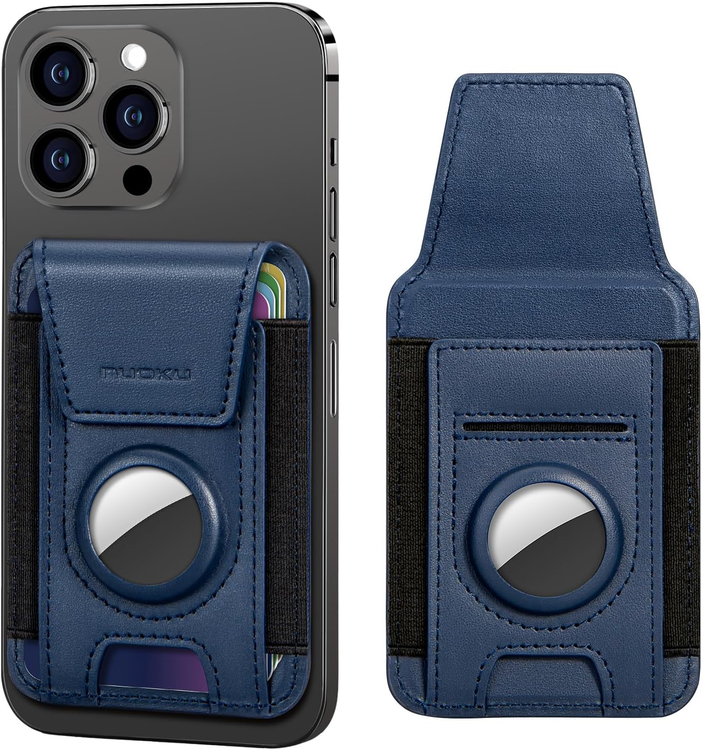 MagSafe Leather AirTag Wallet for iPhone – RFID Blocking, Holds 6 Cards, Compatible with iPhone 15-12