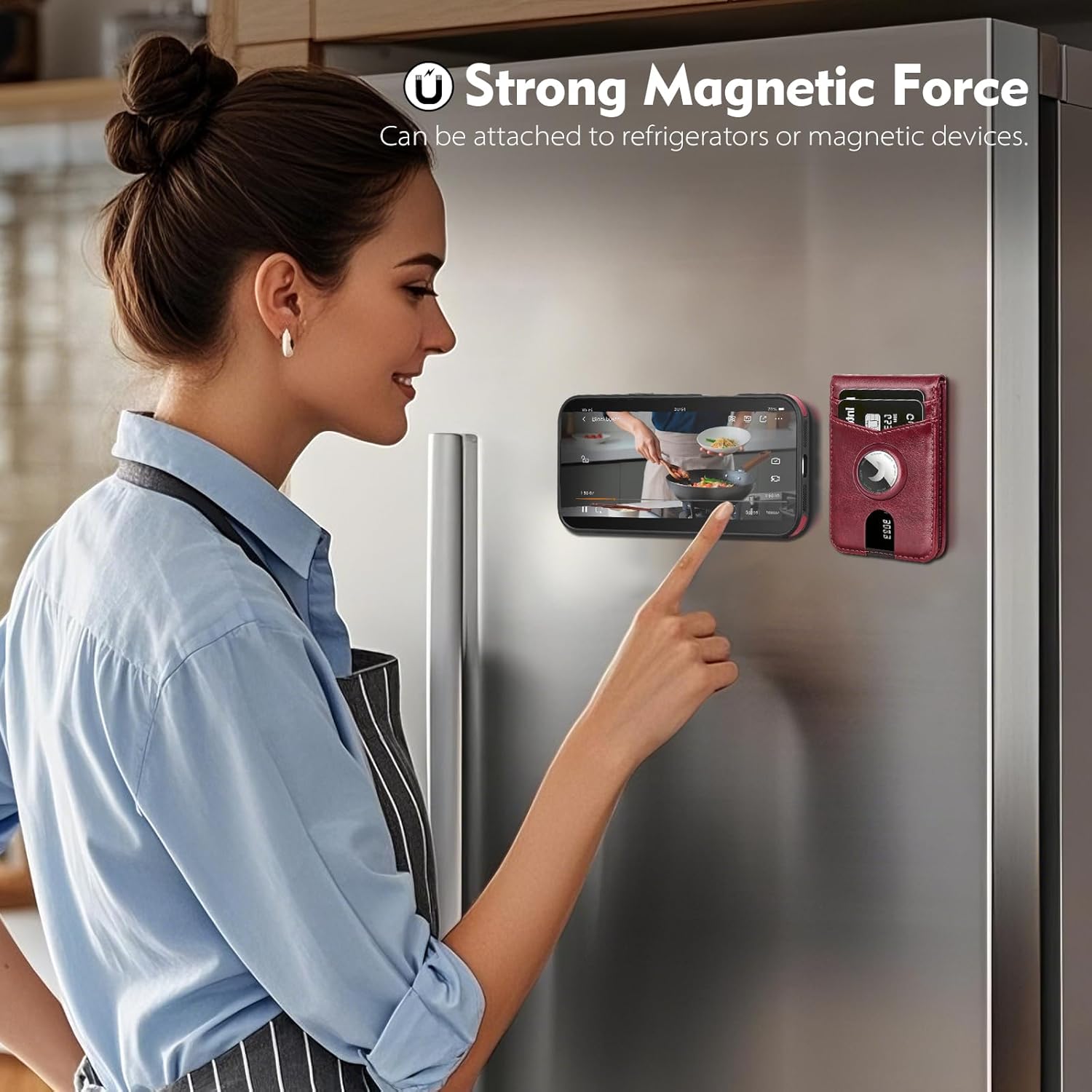 MagSafe Wallet Case for iPhone 17 Pro Max with AirTag Holder, RFID Card Slots & Kickstand