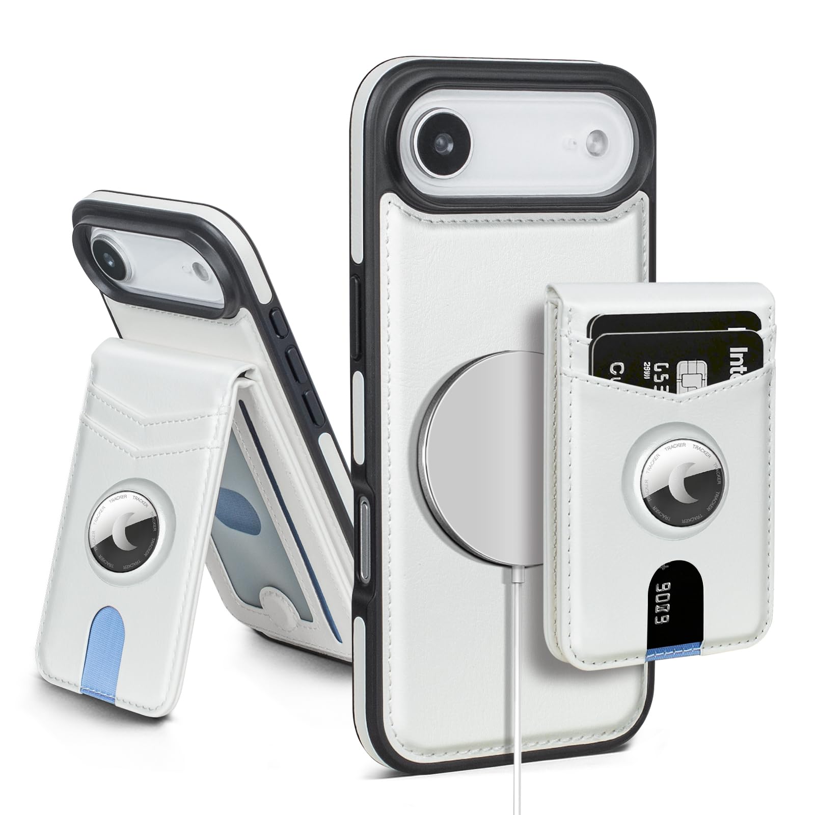 MagSafe Wallet Case for iPhone 17 Pro Max with AirTag Holder, RFID Card Slots & Kickstand