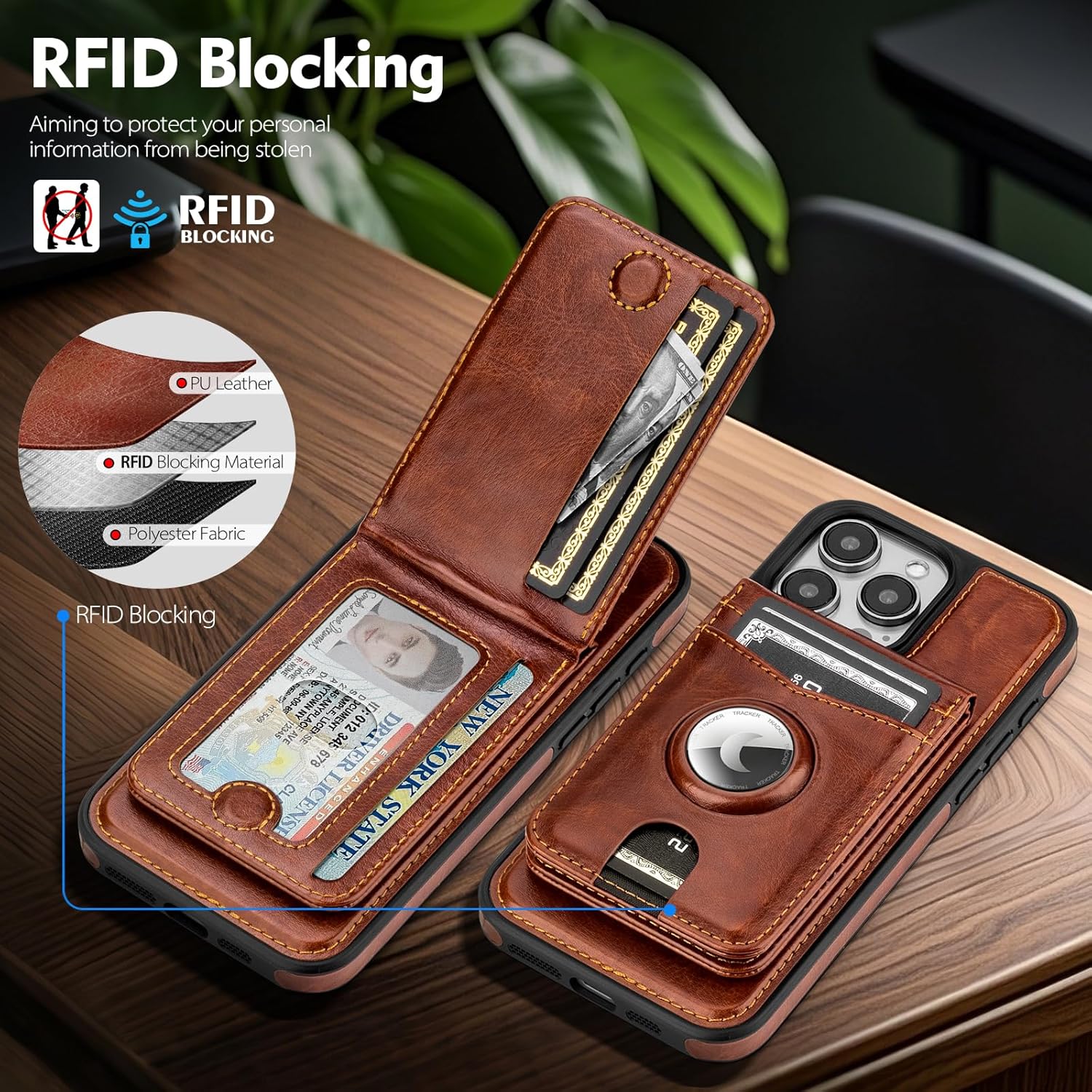 MagSafe Wallet Case iPhone 16 Pro Max – RFID, AirTag, Kickstand - Abbycart